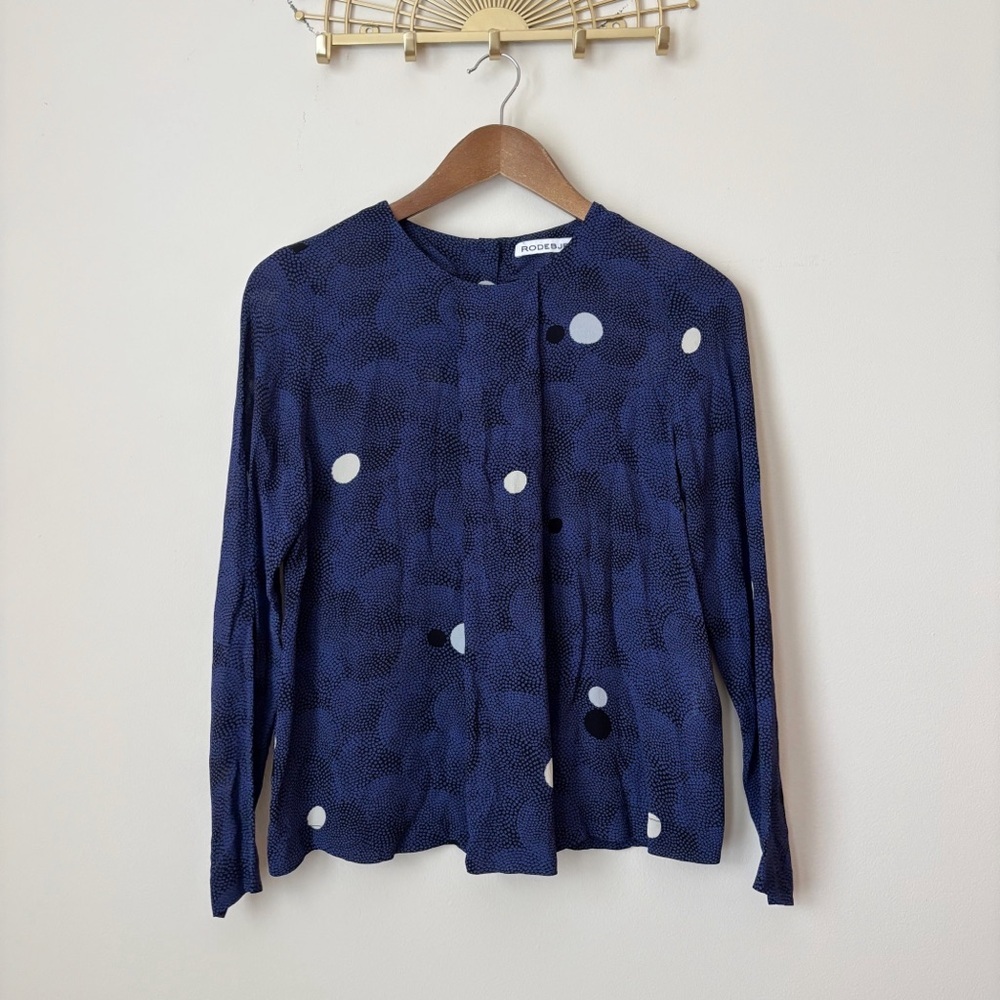 Rodebjer Indus Moons Button Back Reversible Blouse XS Blue